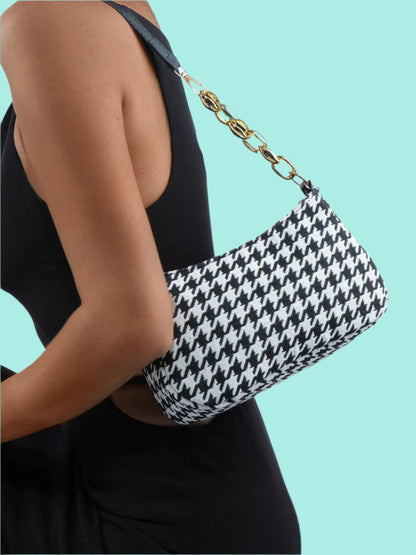 Houndstooth Polyester Handbag