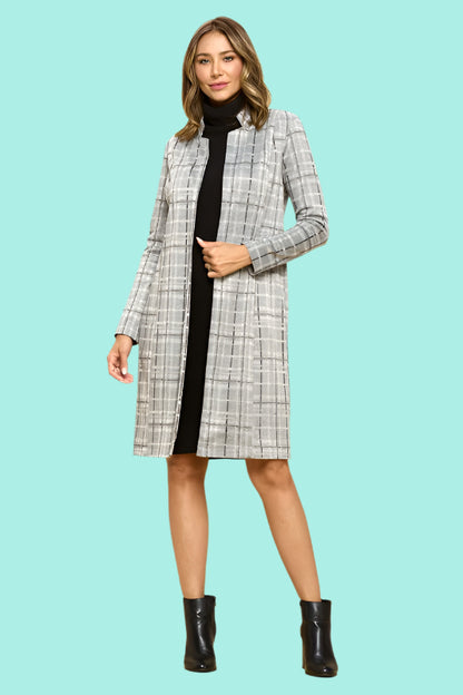 Plaid Open Coat