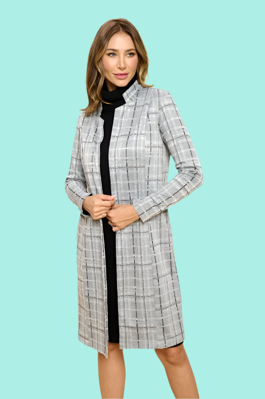 Plaid Open Coat