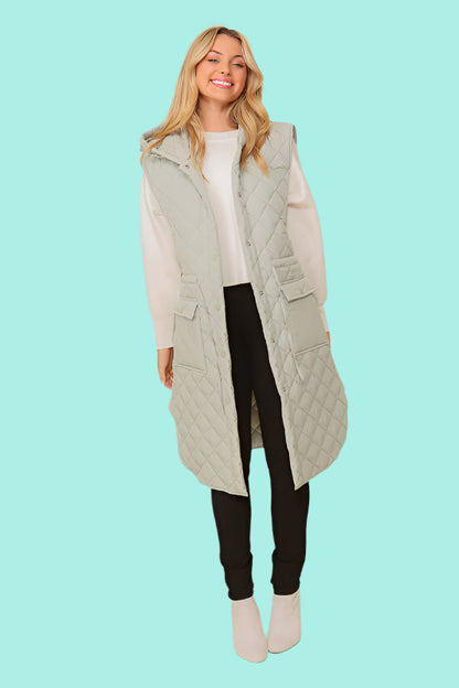 Oversized Quilted Midi Jacket Vest