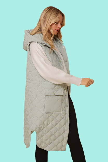 Oversized Quilted Midi Jacket Vest