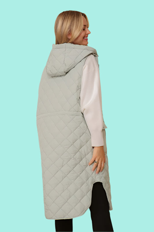 Oversized Quilted Midi Jacket Vest