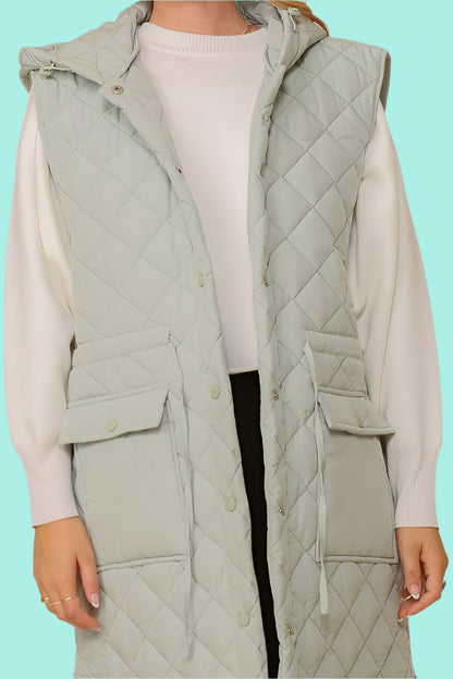 Oversized Quilted Midi Jacket Vest