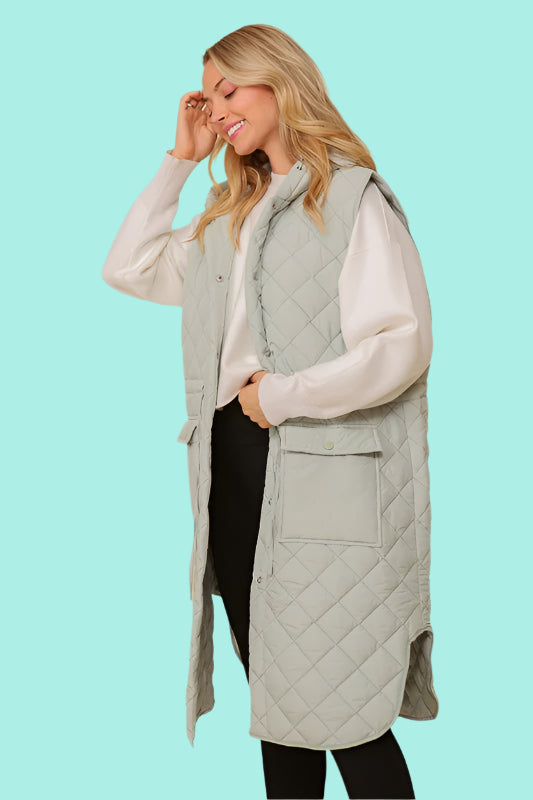 Oversized Quilted Midi Jacket Vest