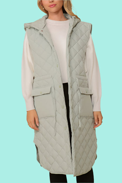 Oversized Quilted Midi Jacket Vest