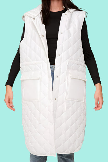 Oversized Quilted Midi Jacket Vest