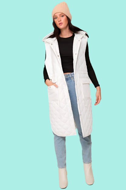 Oversized Quilted Midi Jacket Vest