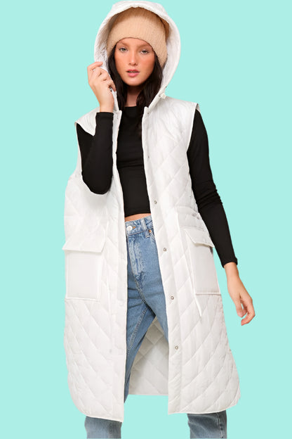 Oversized Quilted Midi Jacket Vest