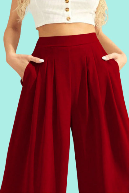 High Waist Pleated Wide Leg Pants