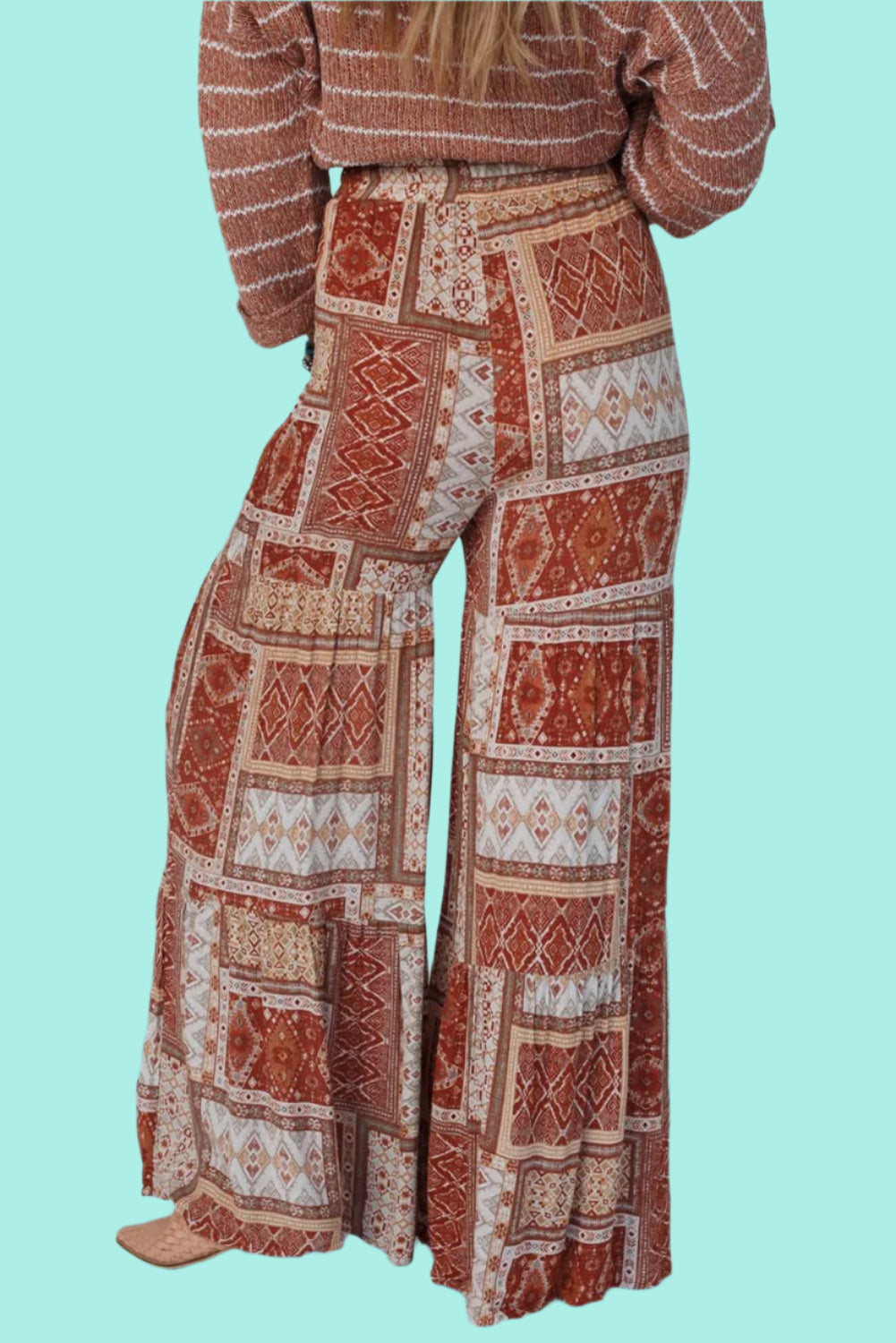 Geometric High Waist Wide Leg Pants