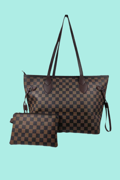 Checkered Plaid PVC Two-Piece Bag Set