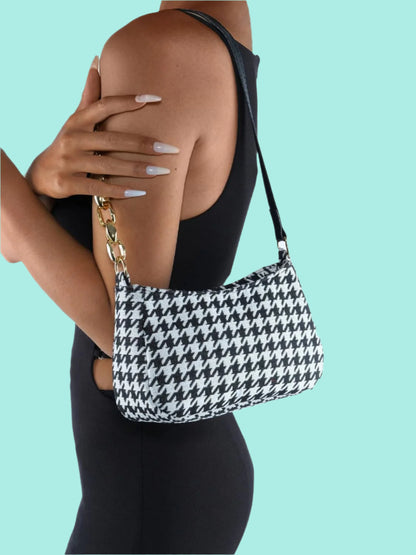 Houndstooth Polyester Handbag