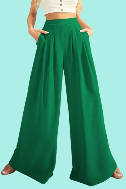 High Waist Pleated Wide Leg Pants