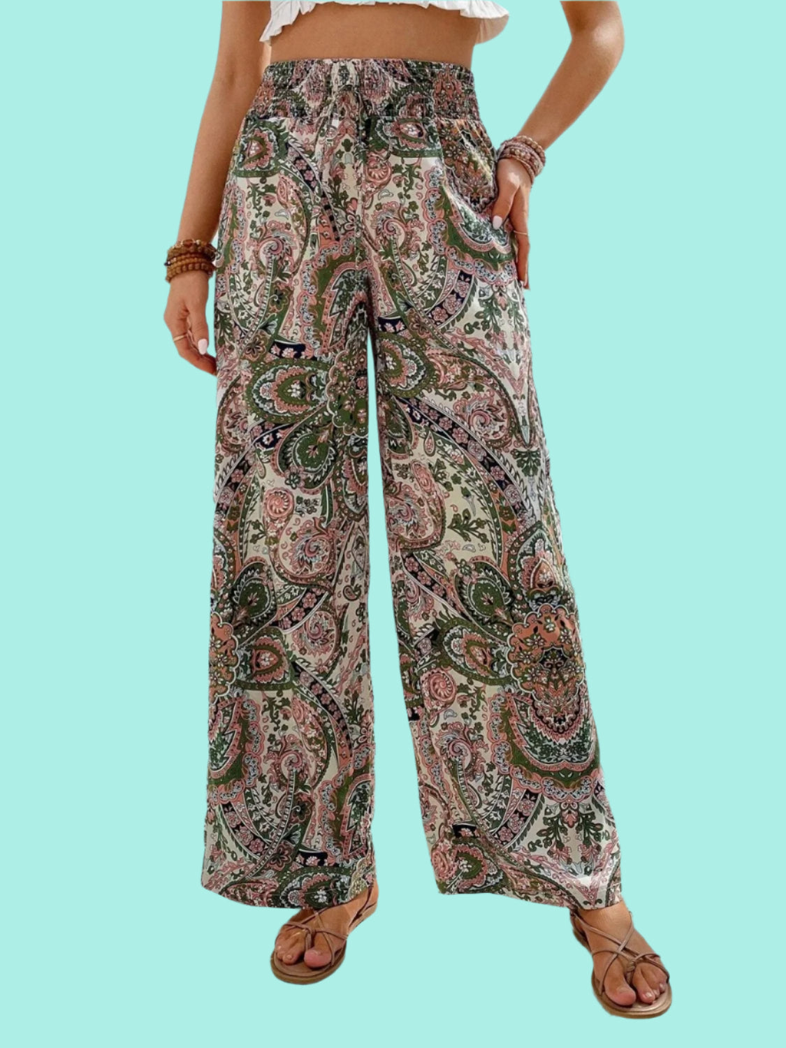 Printed Wide Leg Pants