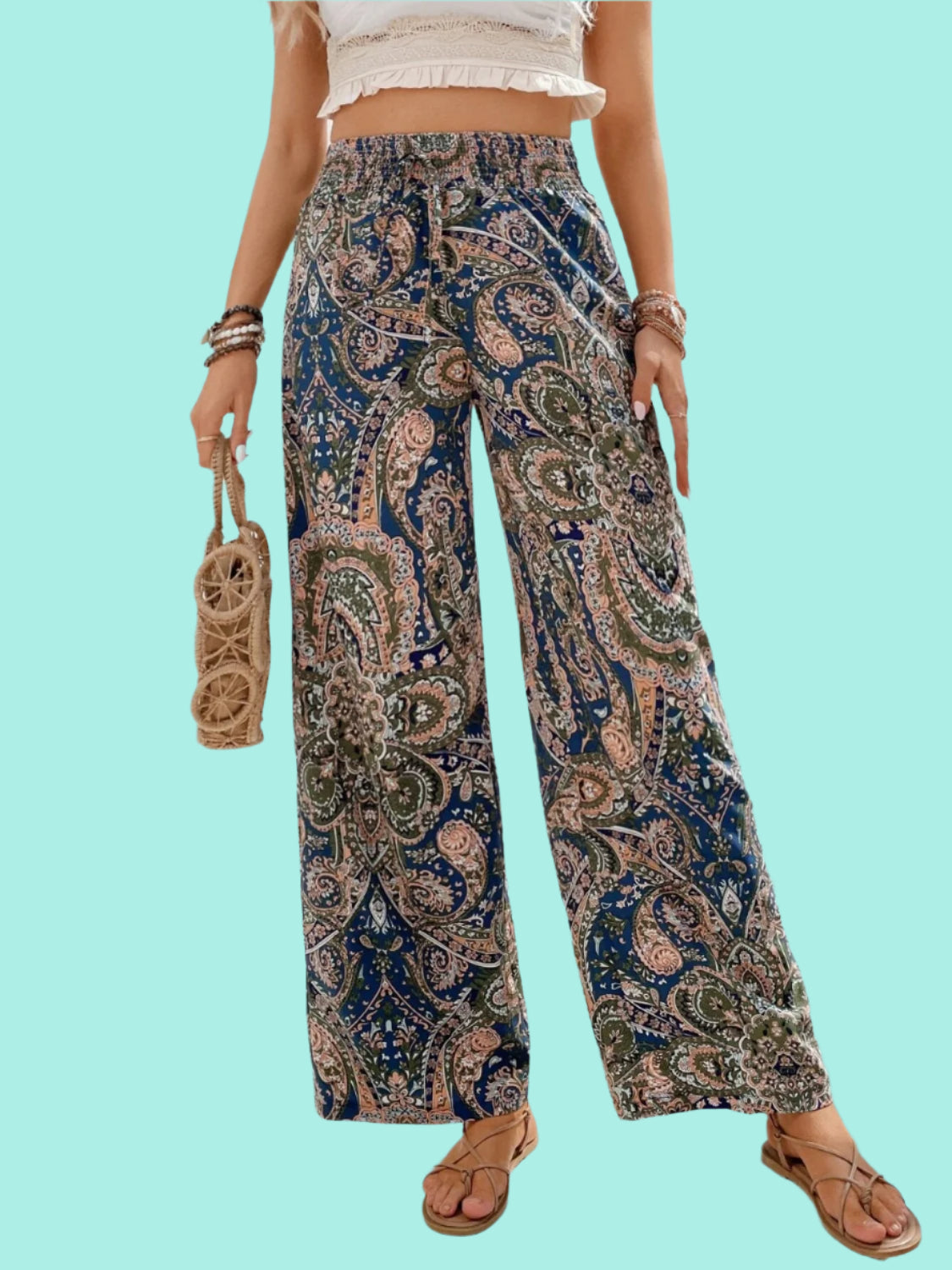 Printed Wide Leg Pants