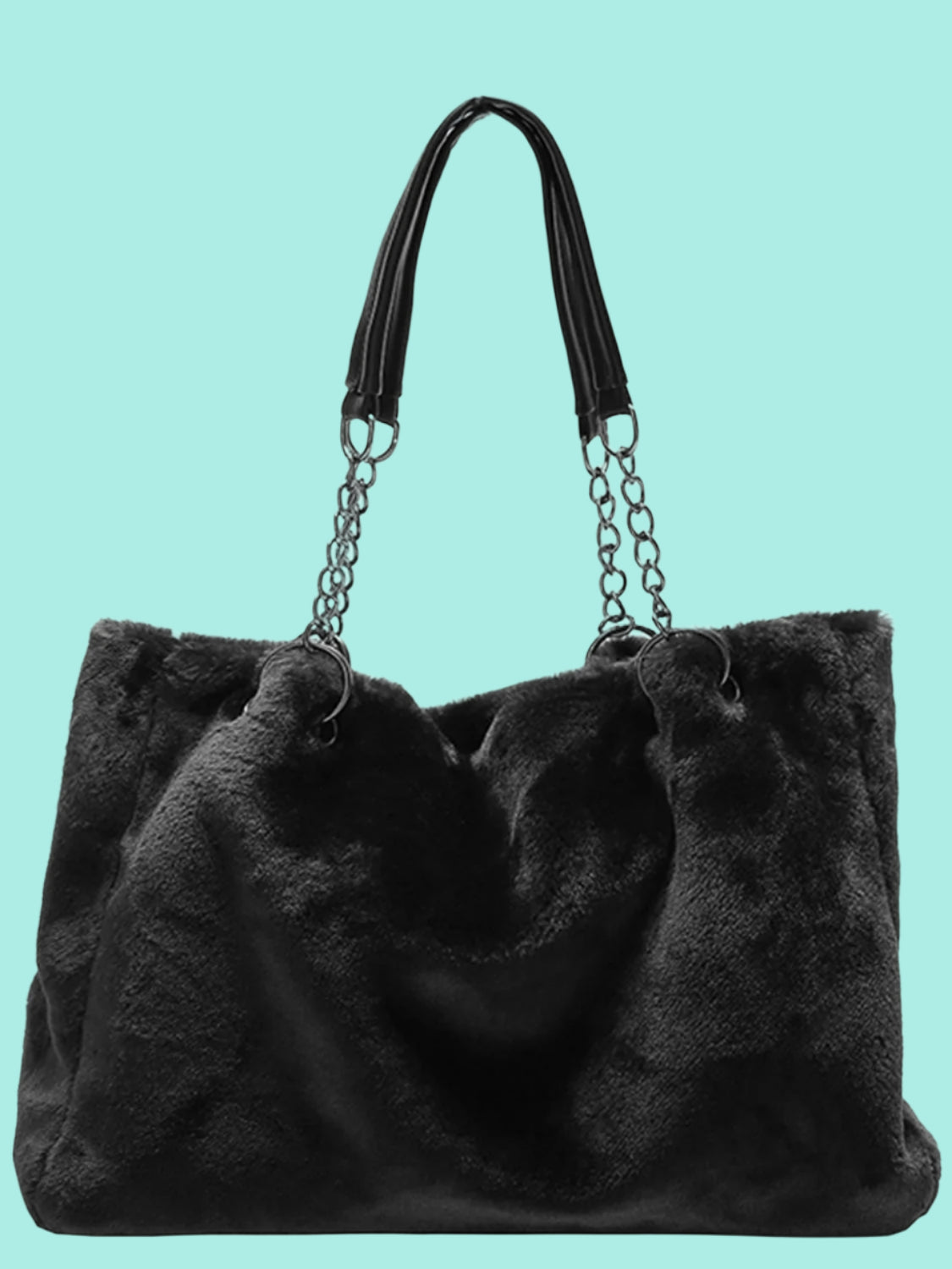 Faux Fur Solid Color Tote Bag