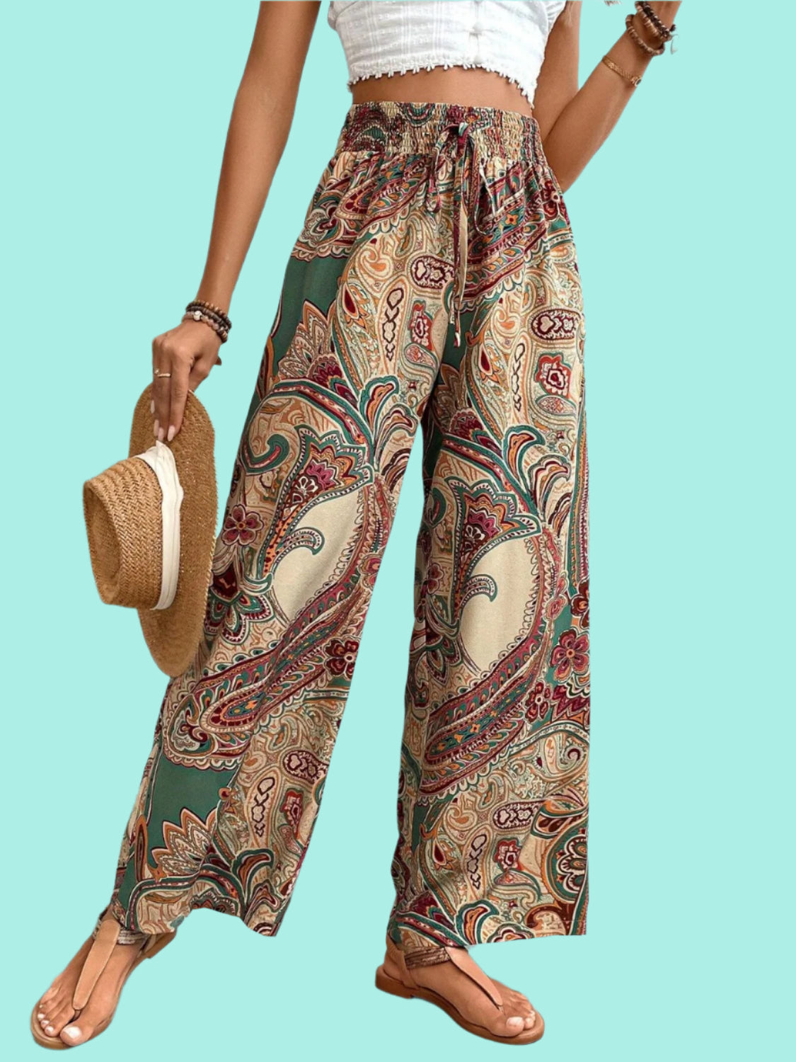 Printed Wide Leg Pants