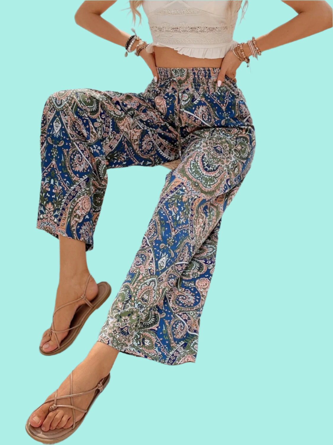 Printed Wide Leg Pants