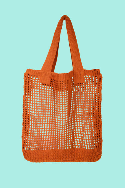 Fame Pointelle Knit Crochet Tote Bag