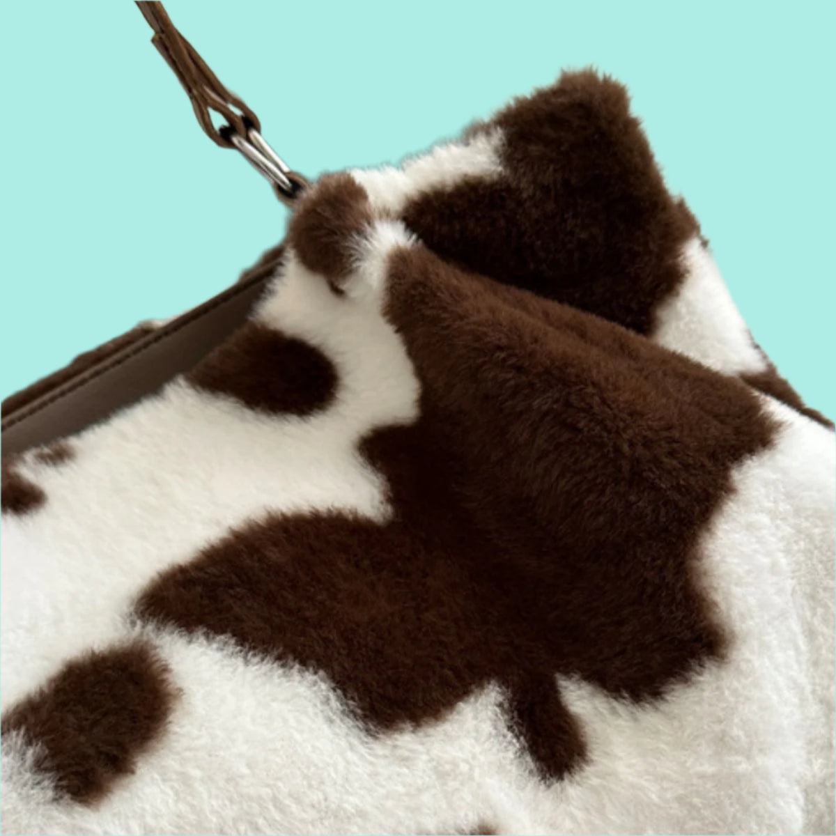 Cow Print Furry Tote Bag