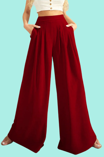 High Waist Pleated Wide Leg Pants