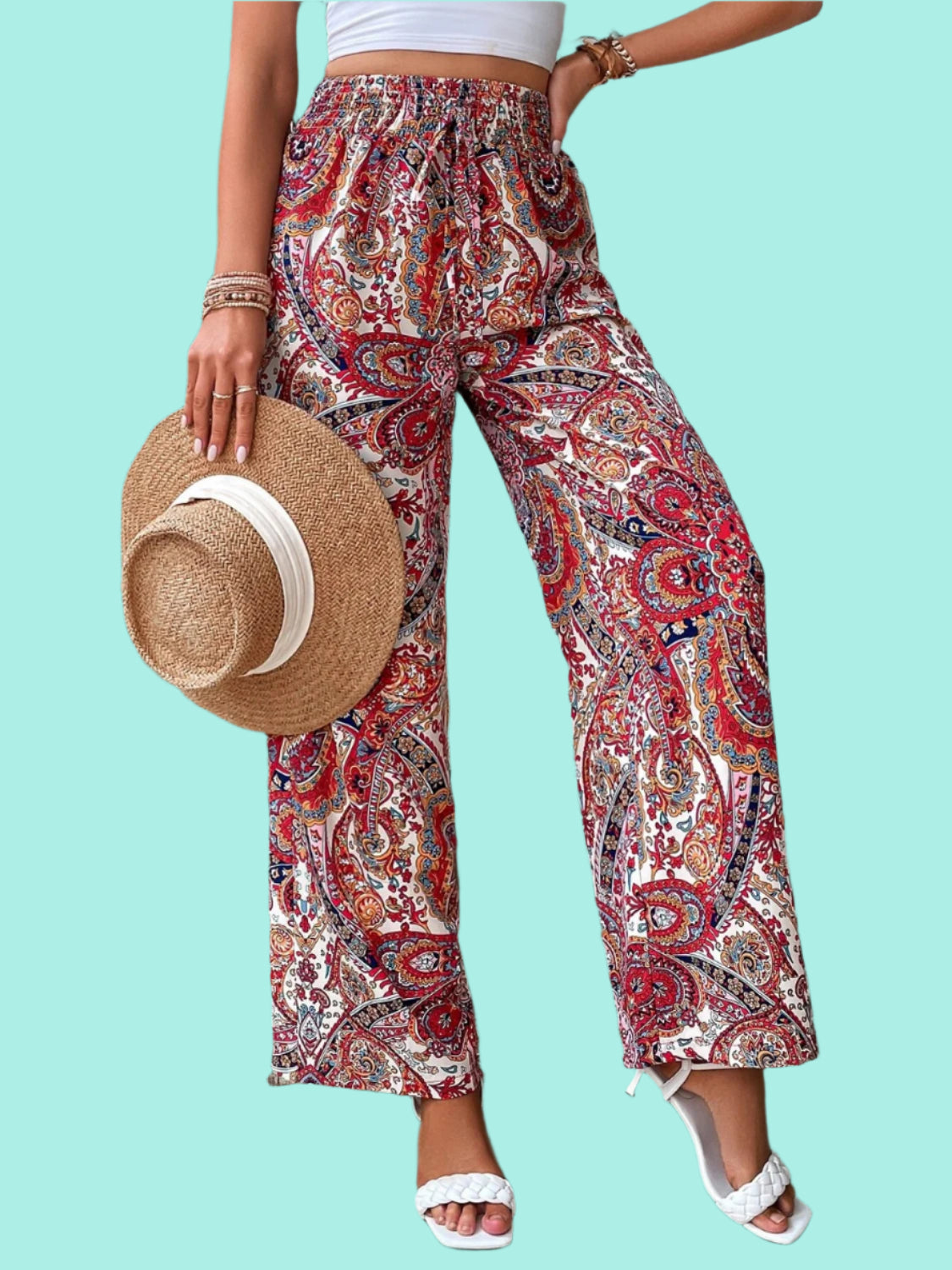 Printed Wide Leg Pants