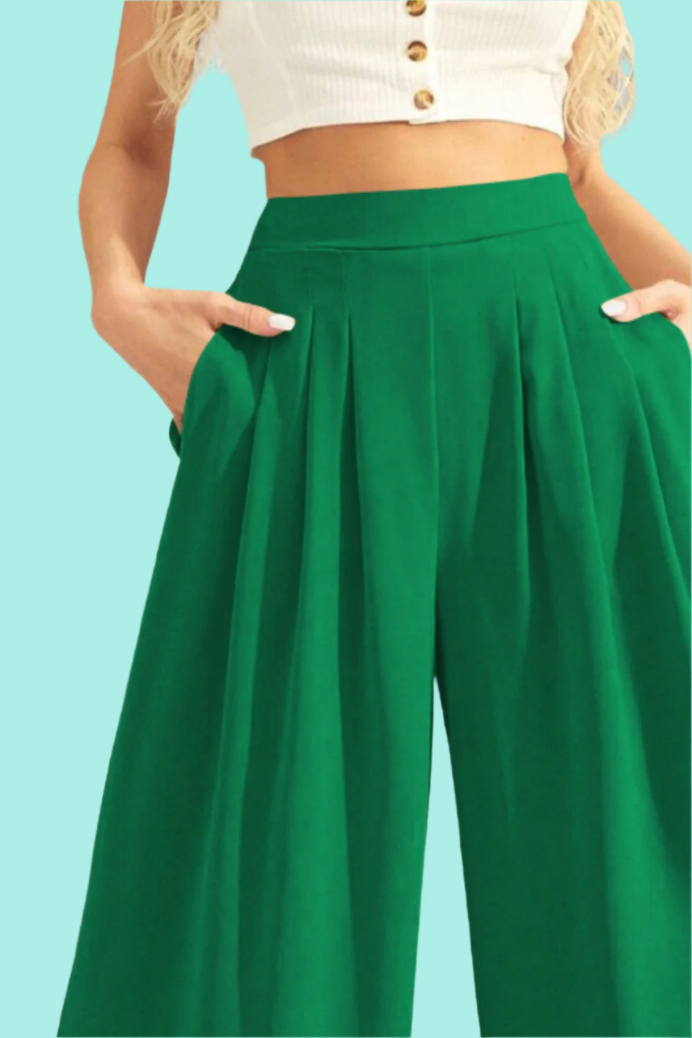 High Waist Pleated Wide Leg Pants