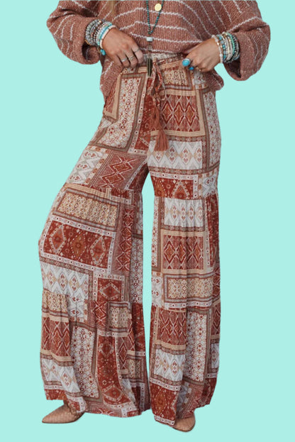 Geometric High Waist Wide Leg Pants