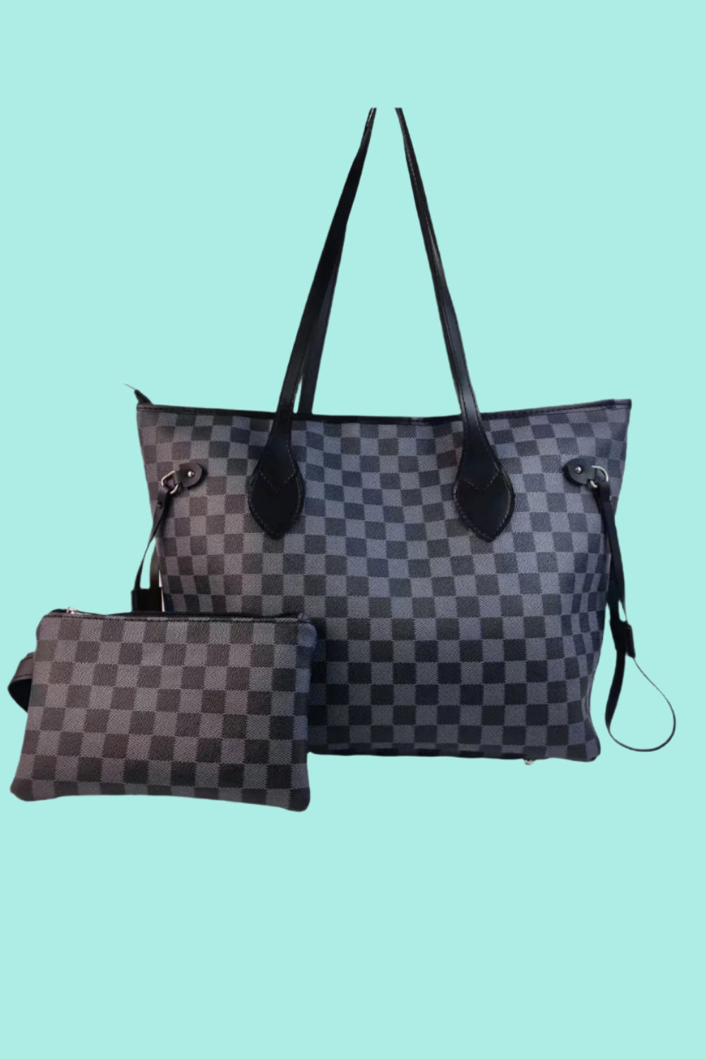 Checkered Plaid PVC Two-Piece Bag Set