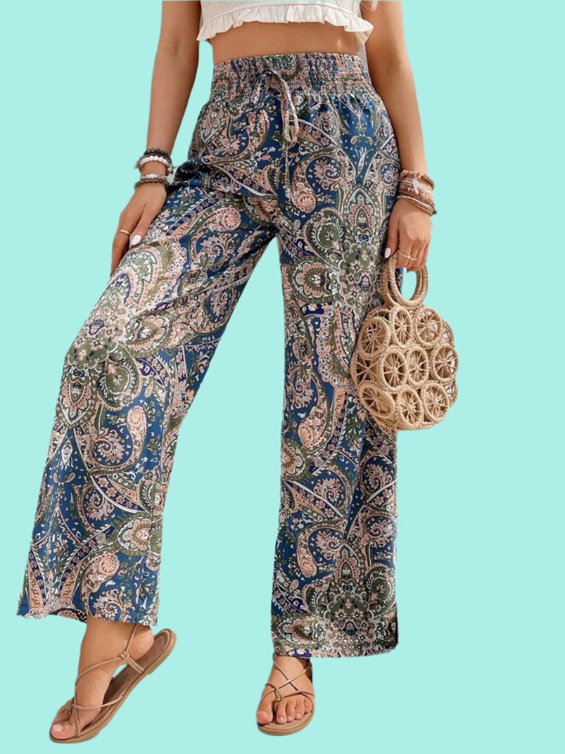 Printed Wide Leg Pants