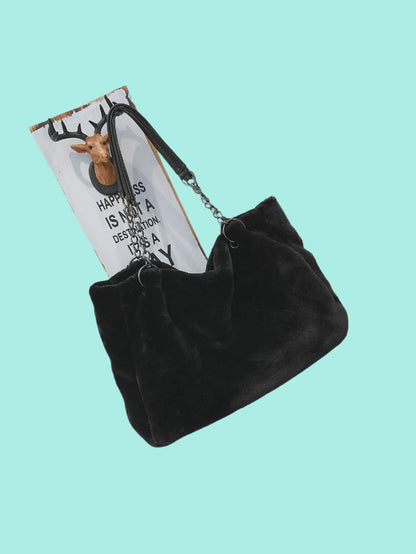 Faux Fur Solid Color Tote Bag