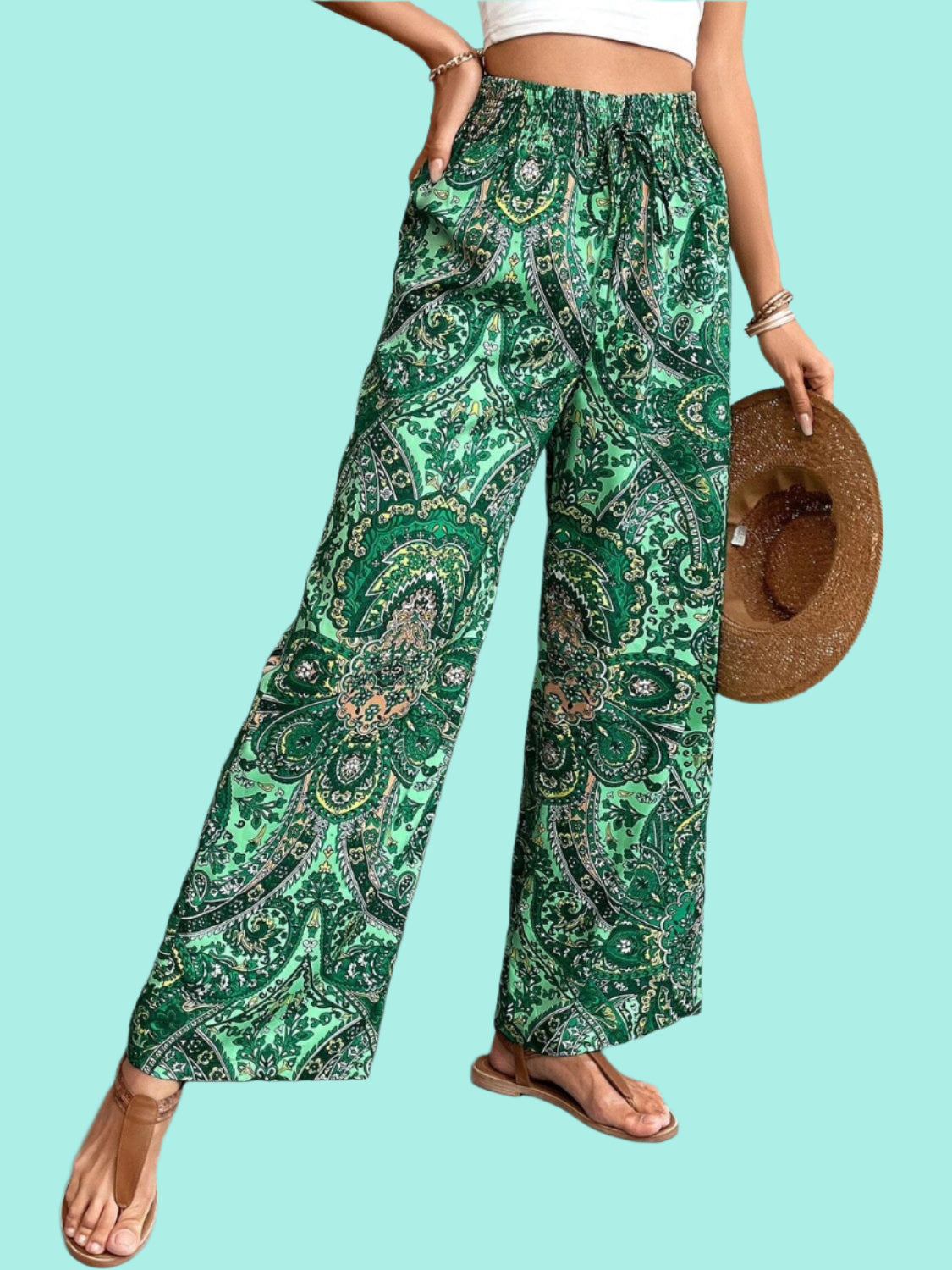 Printed Wide Leg Pants