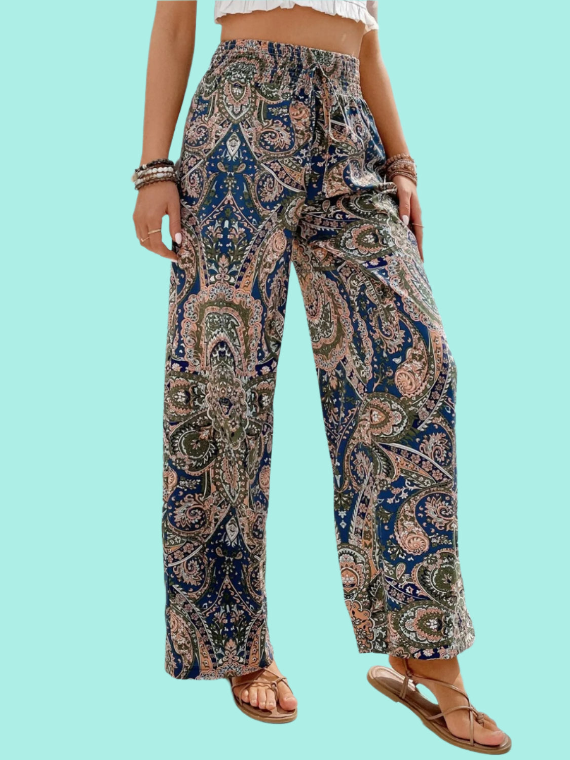 Printed Wide Leg Pants