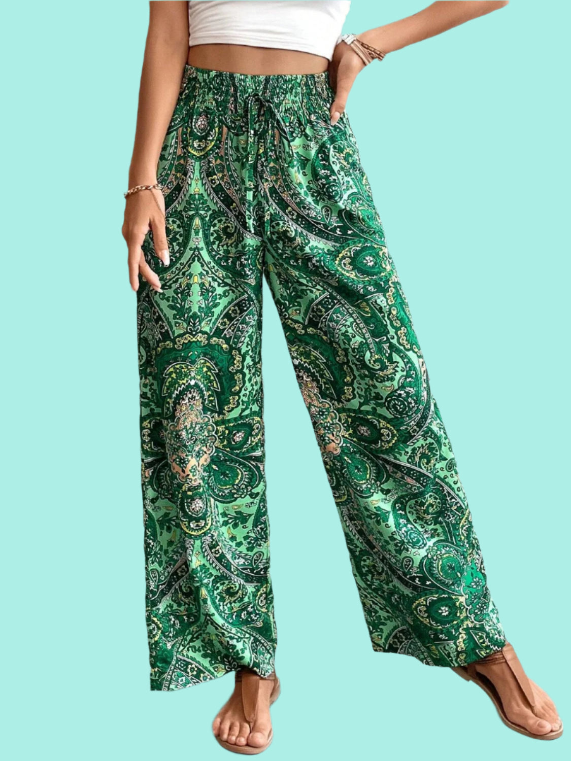 Printed Wide Leg Pants